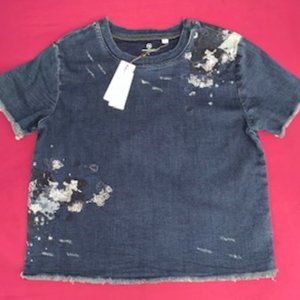 AG Kids Denim Embroidered Top